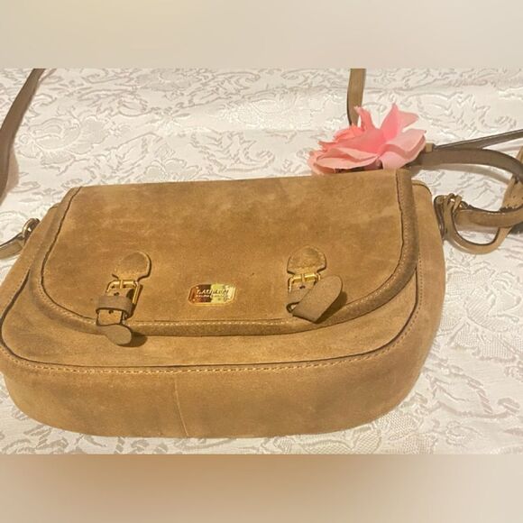🛍️Lauren Ralph Anaville nutmeg leather suede saddle 💼 bag 🎀Purse - Picture 11 of 14